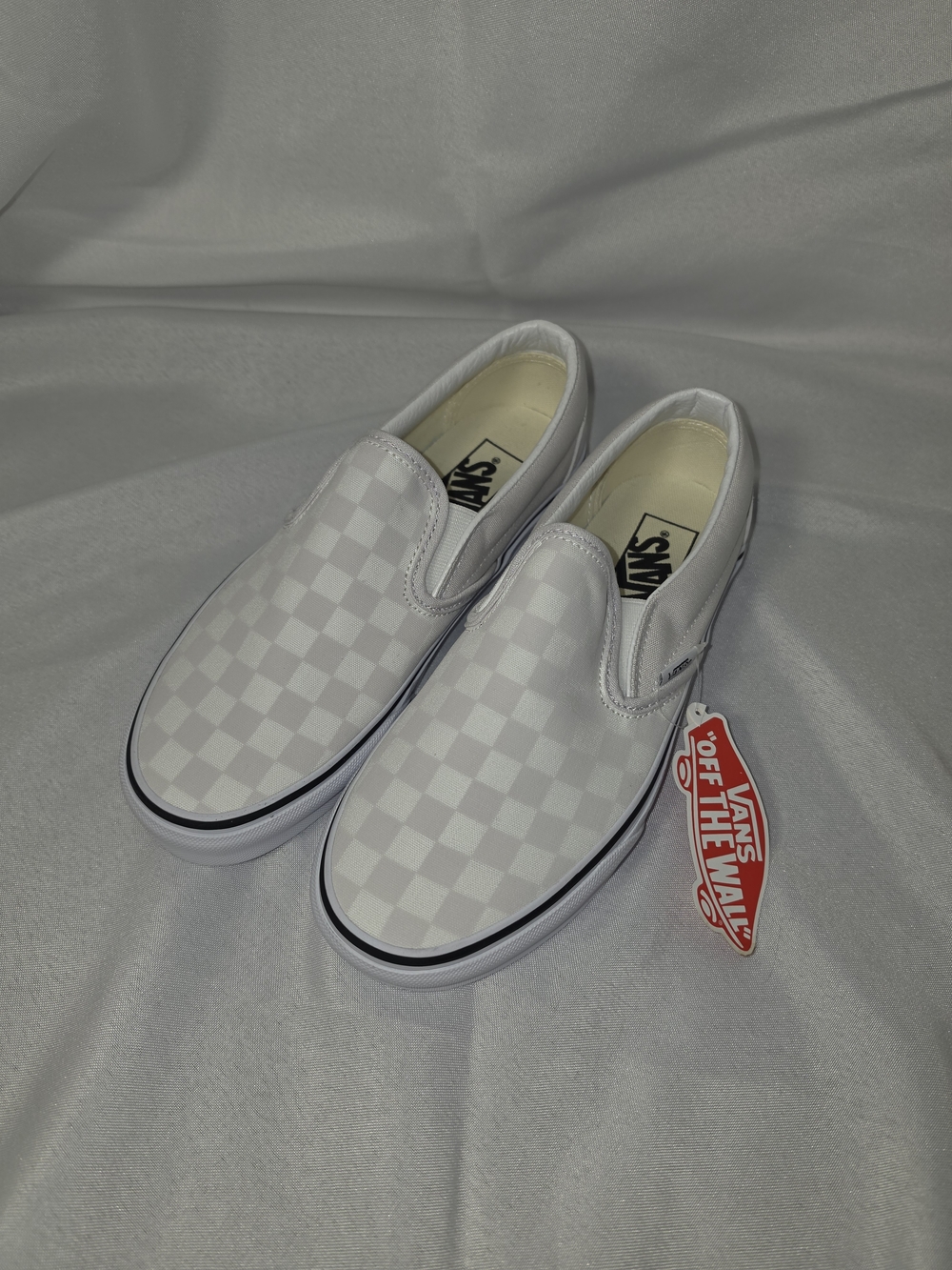 Vans White Checkerboard Classic Slip-On Sneakers